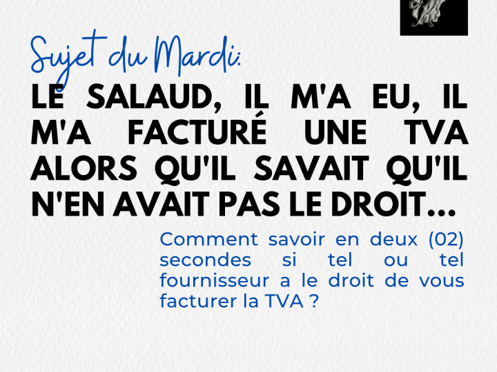 Le sal…aud, il m’a eu, il m’a facturé la TVA alors qu’il savait qu’il n’en avait pas le droit…